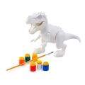 Dinossauro Rex Attack Branco Para Colorir +Pincel + 6 Tintas